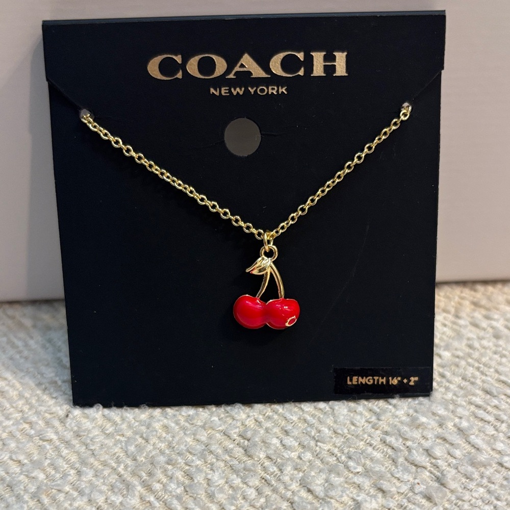 Coach Gold Chain with Red Cherry Charm